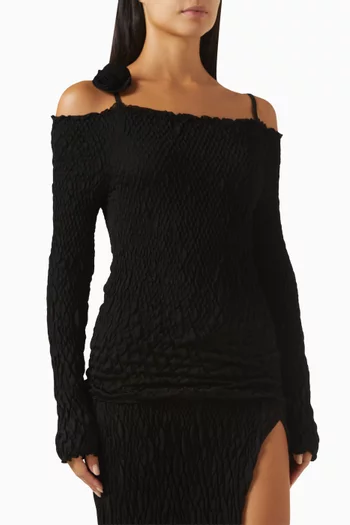 Off-shoulder Knit Midi Dress