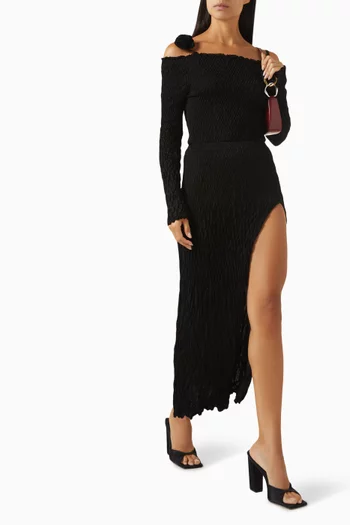 High-waisted Slit Midi Skirt