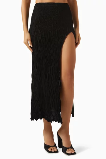 High-waisted Slit Midi Skirt
