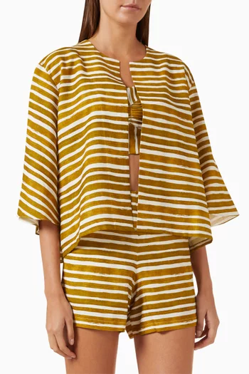 Olivia Stripe Bolero Jacket in Linen