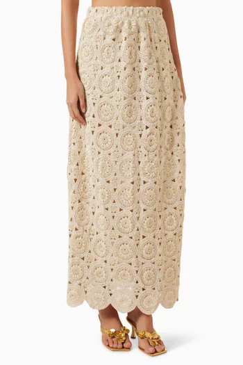 Metallic Maxi Skirt in Crochet