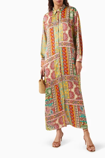 Printed Button-down Shirt Dress