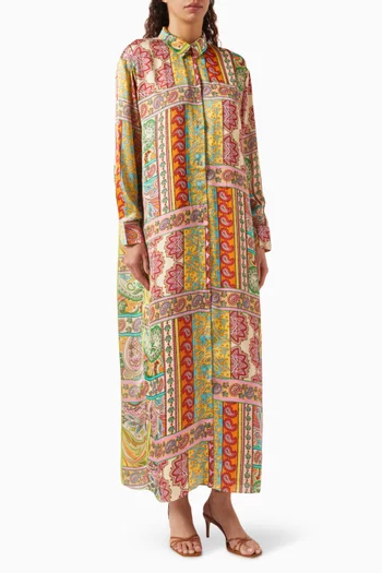 Printed Button-down Shirt Dress