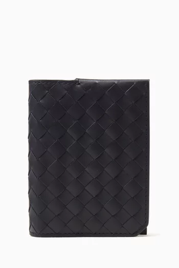 Piccolo Flap Card Case in Intrecciato Leather
