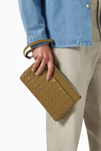 Prism Pouch in Intrecciato Leather