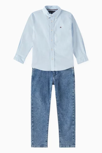 Flag Embroidered Oxford Shirt in Cotton