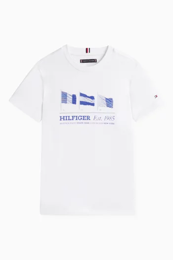 Flag Graphic Crewneck T-Shirt in Cotton