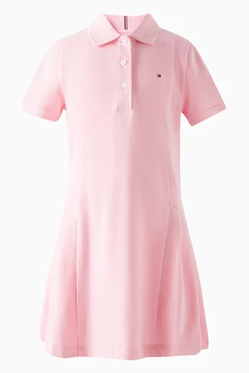 Pleated Polo Dress in Cotton-blend