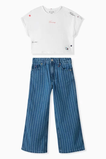 Star Embroidered Knit T-shirt in Cotton