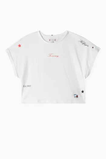 Star Embroidered Knit T-shirt in Cotton