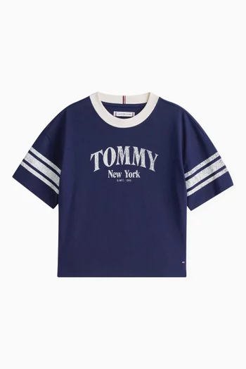 Colour-Blocked Varsity T-shirt in Cotton