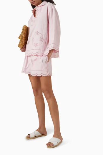 Tablecloth Lace Shorts in Hemp-cotton Blend