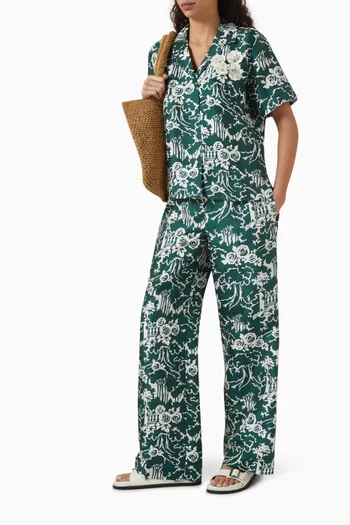 Garden Toile PJ Pants in Silk Dupion