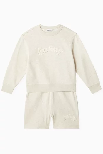 Logo-patch Shorts in Cotton-linen