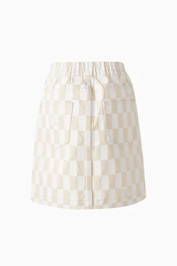Check Straight-fit Skirt in Cotton-twill