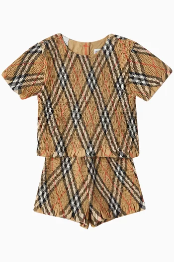 Remy Smocked Shorts in Cotton-poplin