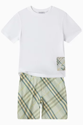 Check-patch T-shirt in Cotton
