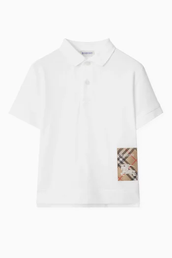 Check Patch Polo Shirt in Cotton
