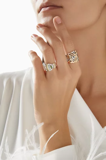 Rumuz Hand of Fatima Ring in 18kt Gold & Sterling Silver