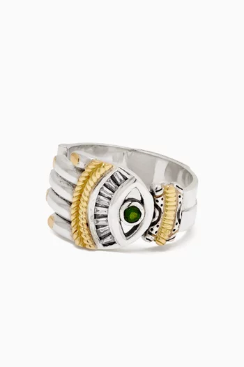 Rumuz Hand of Fatima Ring in 18kt Gold & Sterling Silver