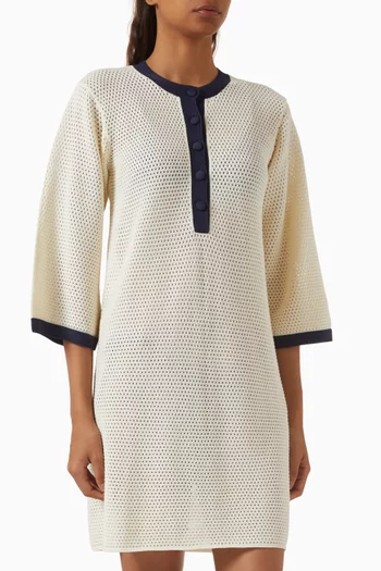 فستان الباتروس قصير نسيج مفرغ