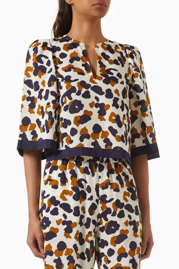 Hublot Printed Top in Silk & cotton-voile
