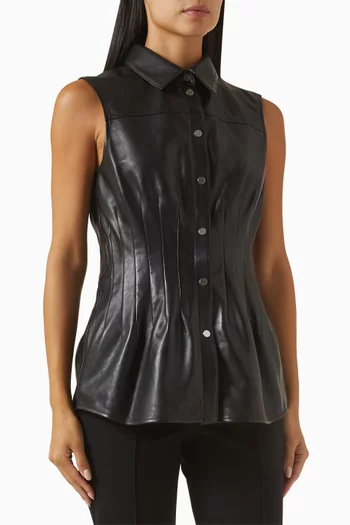 Waisted Dart Shirt in Leather
