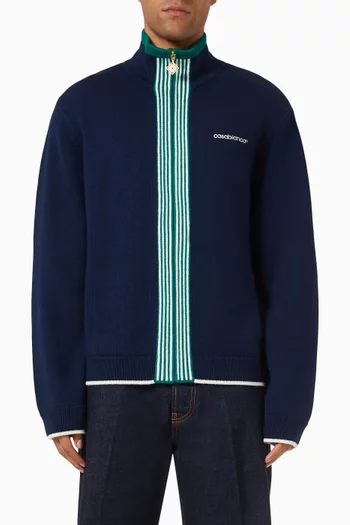 Tennis Track Top in Merino Wool