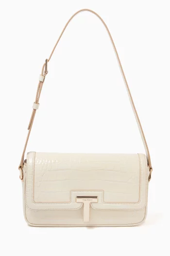 East/West Shoulder Bag in Croc-embossed Leather