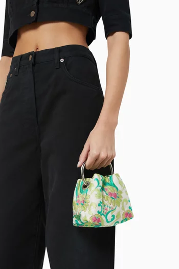 Mini Floral Bucket Bag in Brocade