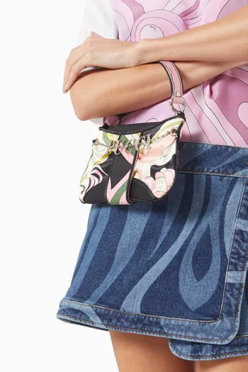 Mini Embellished Top-handle Bag in Satin
