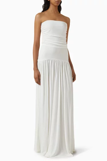 Mariana Shirred Maxi Dress in Viscose Jersey