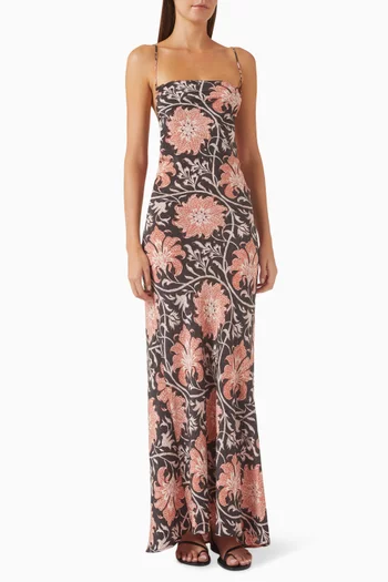 Indira Bias Slip Maxi Dress in Silk