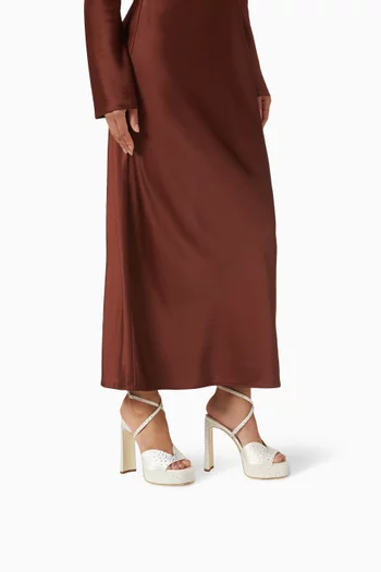 صندل كارلي بنعل سميك وكعب 125 مم ستان