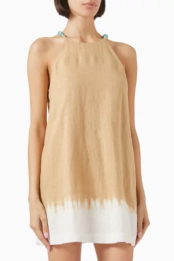 Cabo Dip-dye Mini Dress in Linen