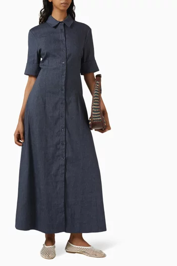 Joan Midi Shirtdress in Linen-blend