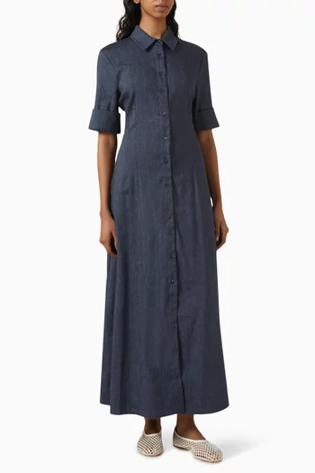 Joan Midi Shirtdress in Linen-blend