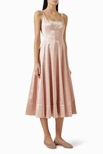 Wells Midi Dress in Satin