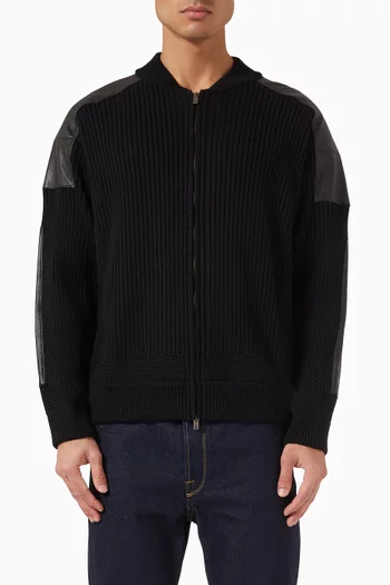 Knitted Zip-up Jacket in Merino Wool