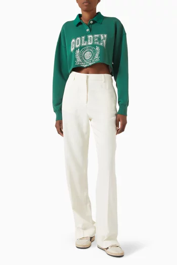 Nastia Cropped Polo Sweatshirt in Cotton