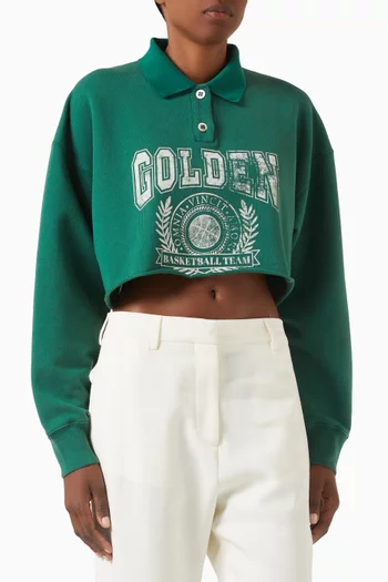 Nastia Cropped Polo Sweatshirt in Cotton