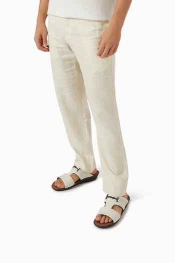 Double T Sandals in Textured Leather