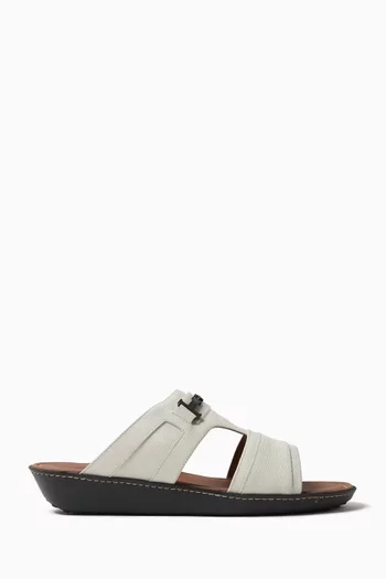 Double T Sandals in Textured Leather