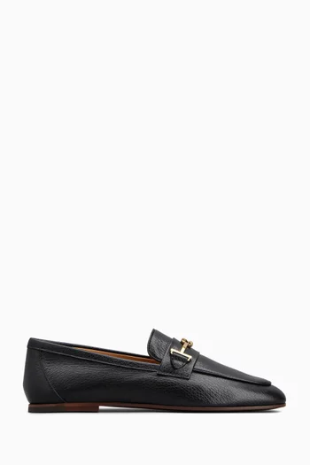 Double T-ring Loafers in Leather