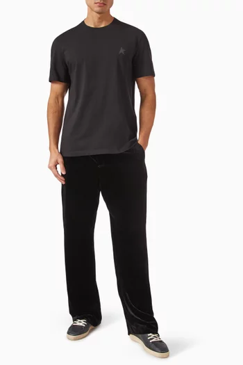 Velvet-effect Wide-leg Pants in Viscose Blend