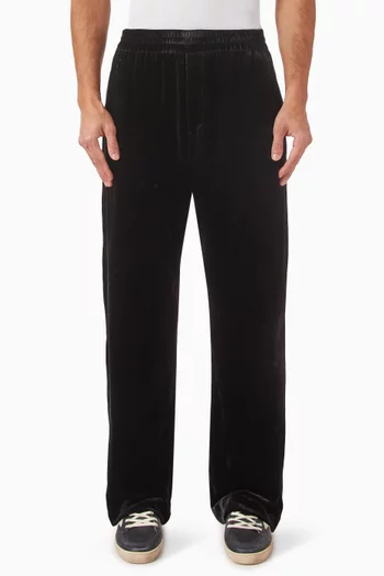 Velvet-effect Wide-leg Pants in Viscose Blend
