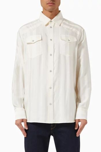 Striped Oversized Shirt in Viscose Blend