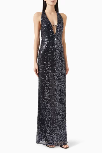 Eima Open-back Gown in Crepe