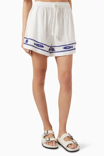 Annette Embroidered Shorts in Cotton