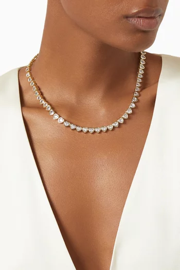 Heart Tennis Necklace in 18kt gold-plated Metal